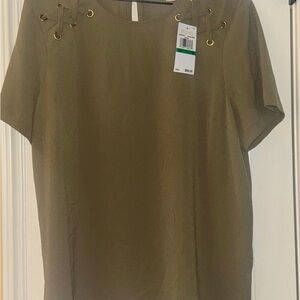 Michael Kors olive green Lace-Up Blouse